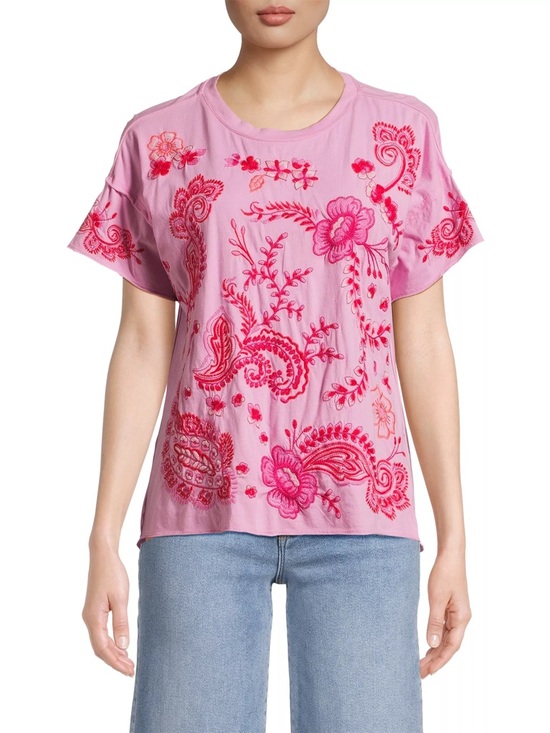 Johnny Was Tops - Johnny Was Cassia Raw Detail Swing Tee